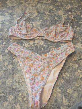 PacSun Pastel Floral Underwire Bikini Set - Pink, Orange, Blue